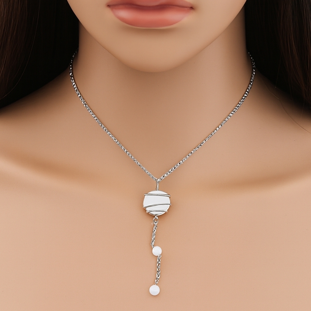 Silver Grey Stone Beaded Twisted Design Necklace - Women's Fashion Jewelry